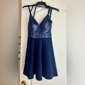 Speechless Navy Mini Sequin dress